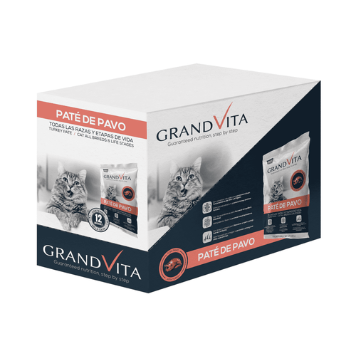 Alimento Humedo Grand Vita De Pavo Para Gato 100 Grs Caja X12